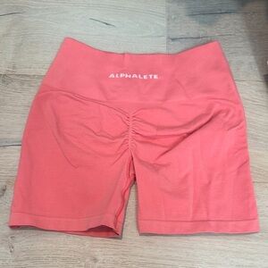 Alphalete Coral-Rose High Waist Scrunch Bike Shorts